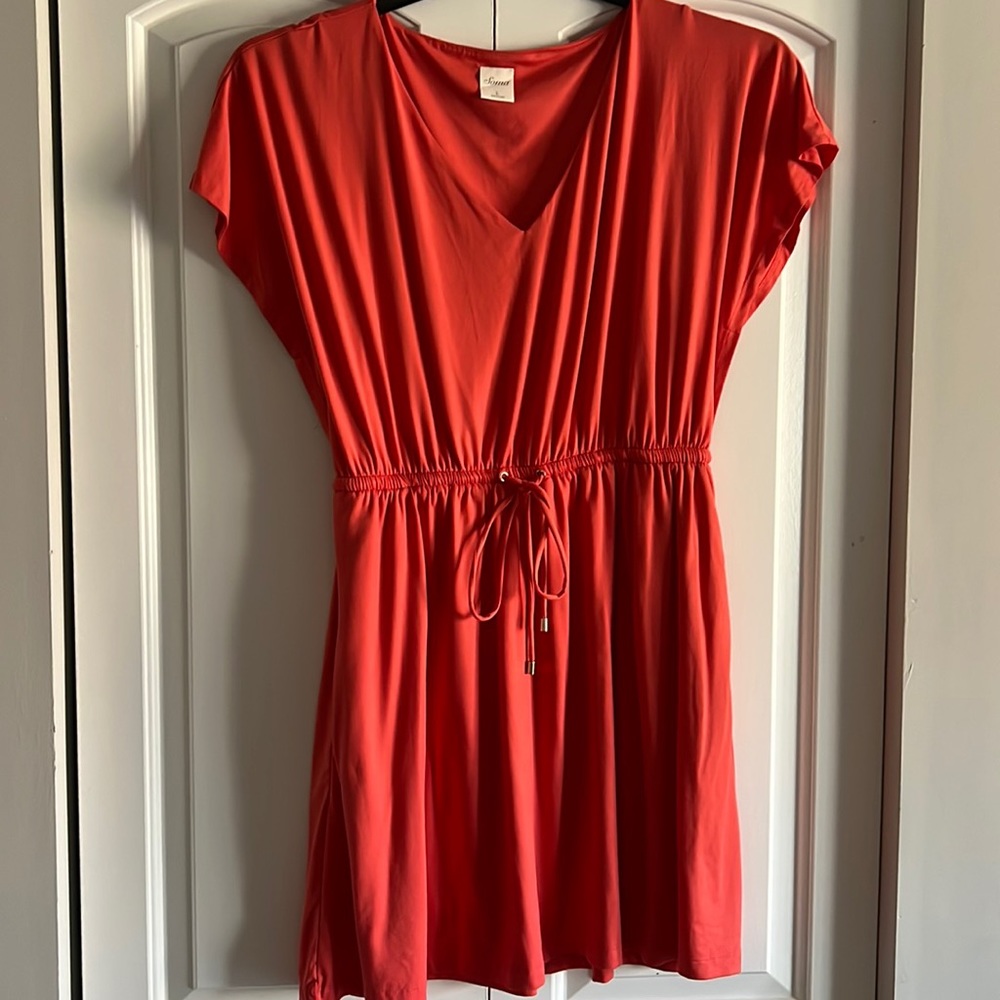 Coral Drawstring Mjni Dress, Large